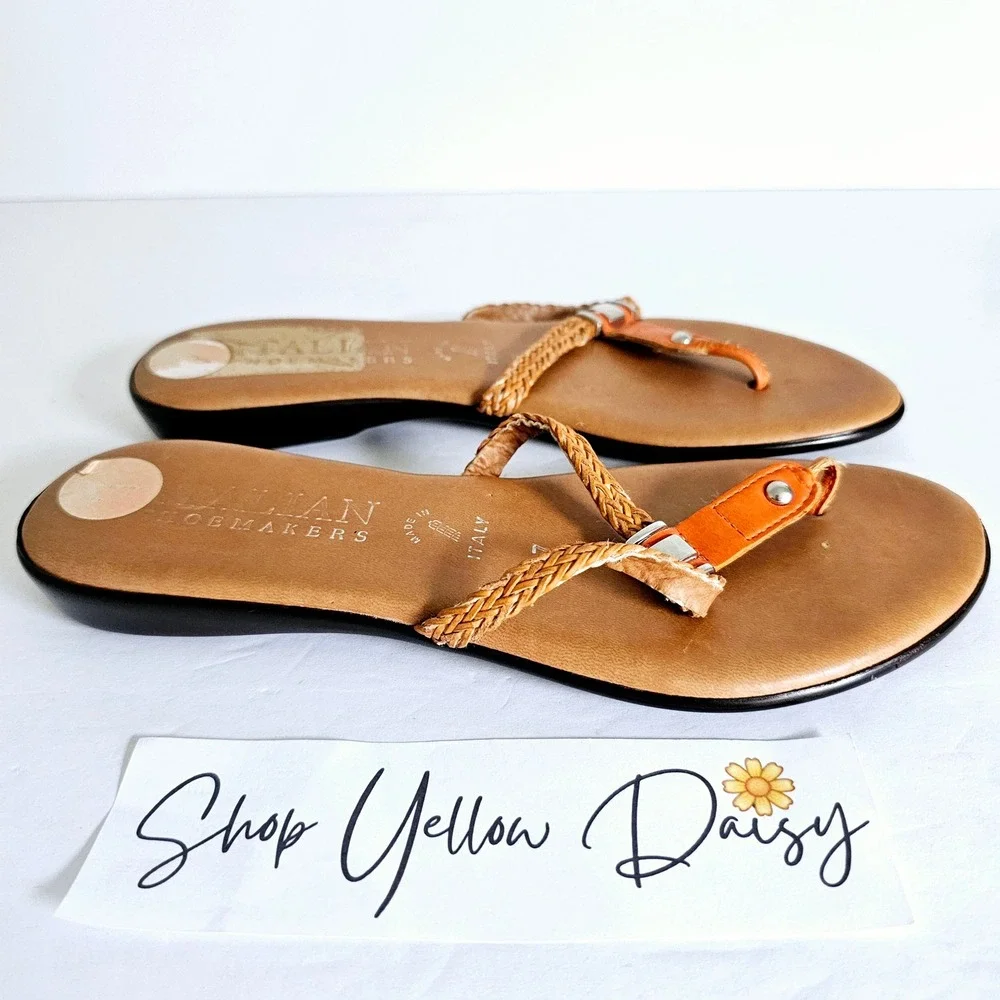Italian Shoemakers Sandals‎ Flip Flops Thong Orange Sz 7 - Sh655.1